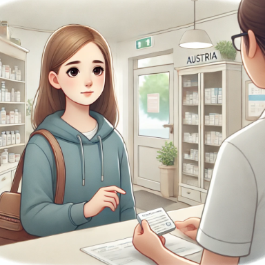 오스트리아에서 약국에 간 여학생 모습