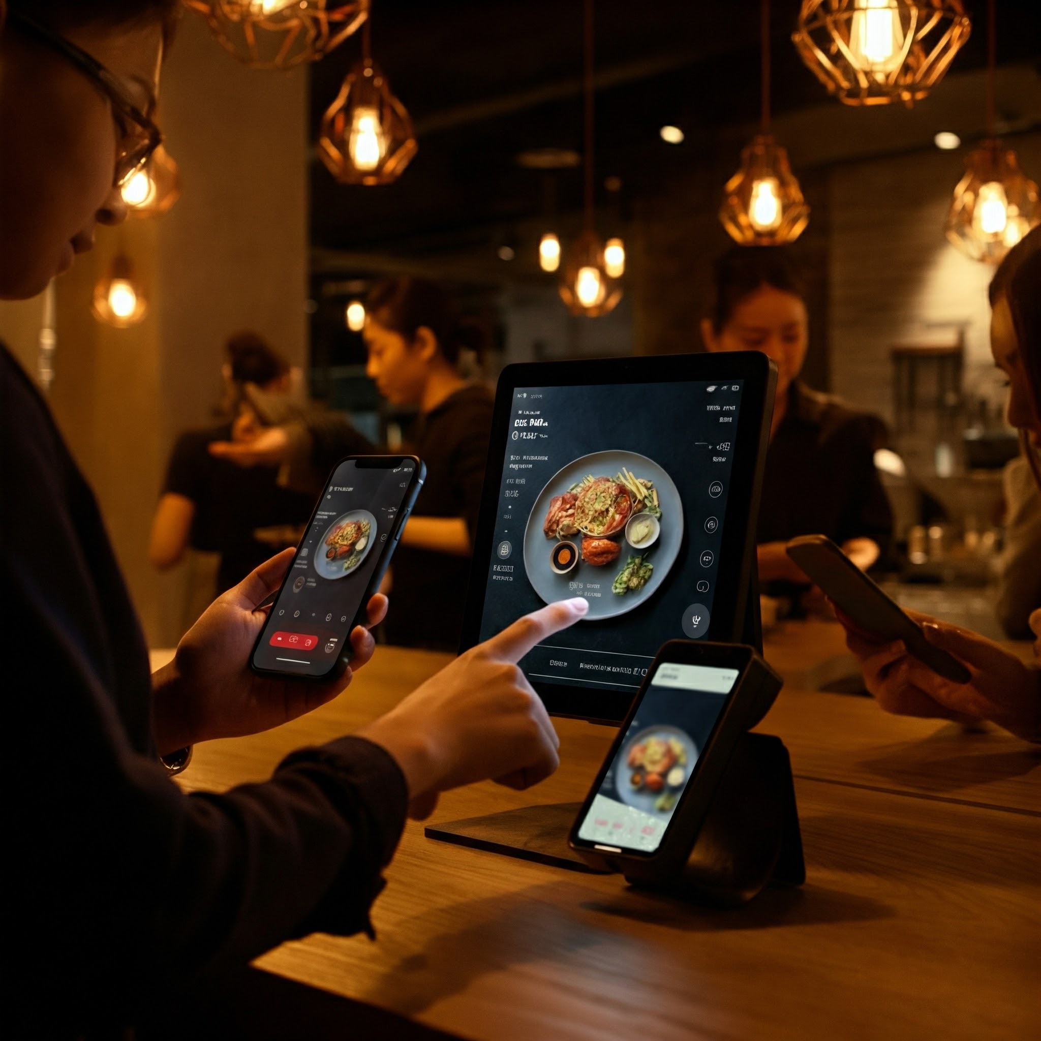 포스단말기를 사용하는 아가씨모습