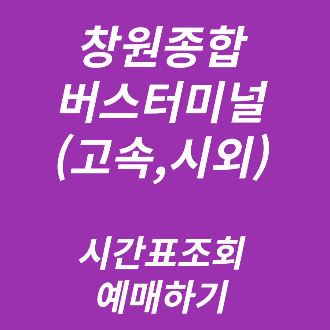 창원종합버스터미널 시간표조회, 예매