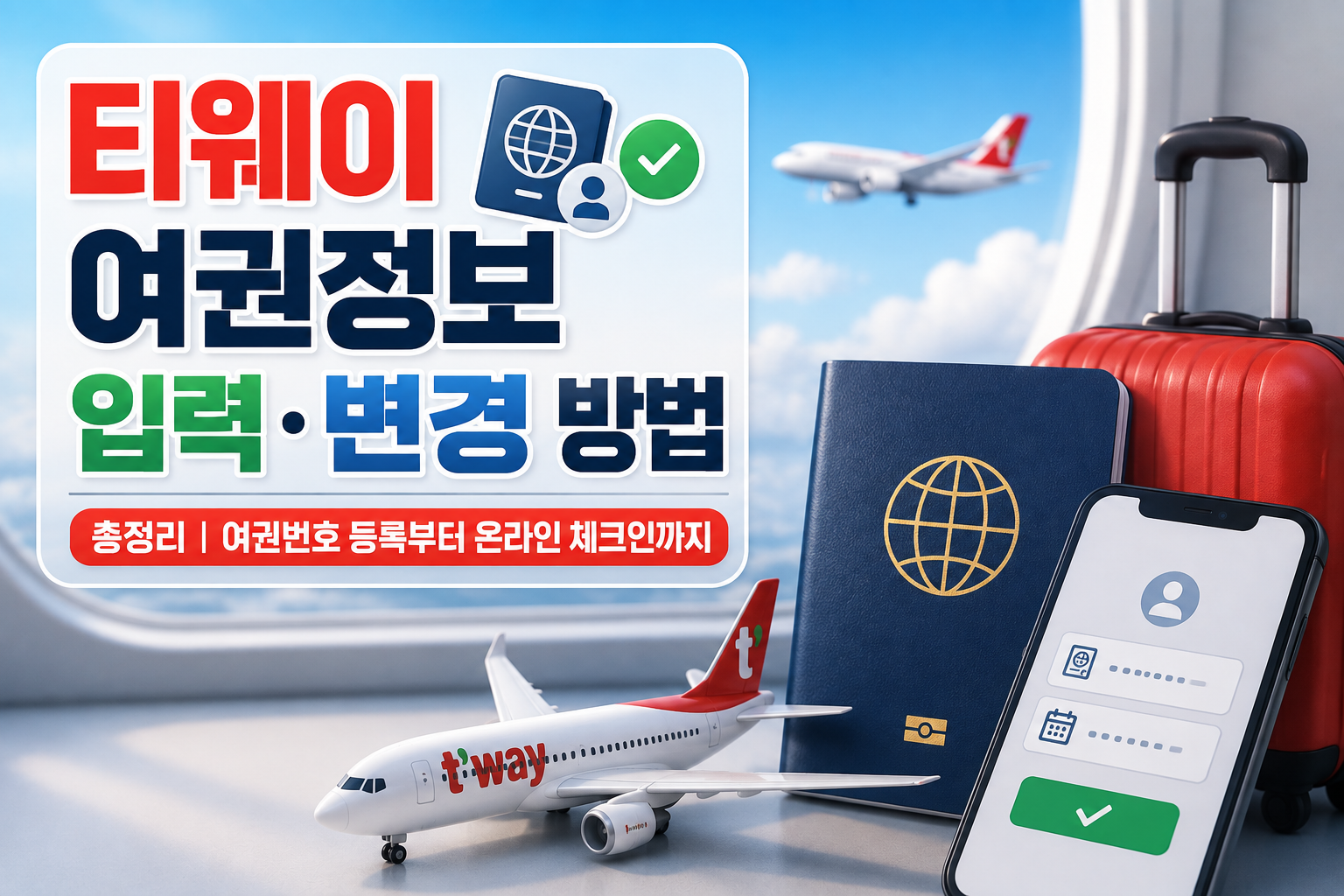 티웨이 여권정보 입력&middot;변경 방법 총정리｜여권번호 등록부터 온라인 체크인까지 관련 사진