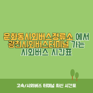 문화동시외버스정류소에서 광천시외버스터미널 가는 시외버스 시간표 최신정보