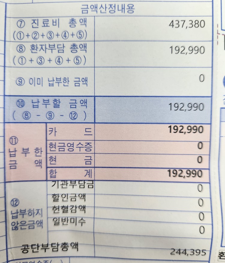 진료비 영수증