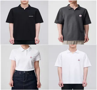 컬러 로고 릴렉스 핏 피케 폴로 티셔츠