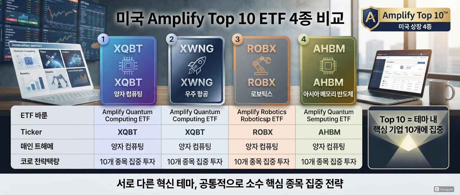 미국 ‘Amplify Top 10’ ETF 4종 비교