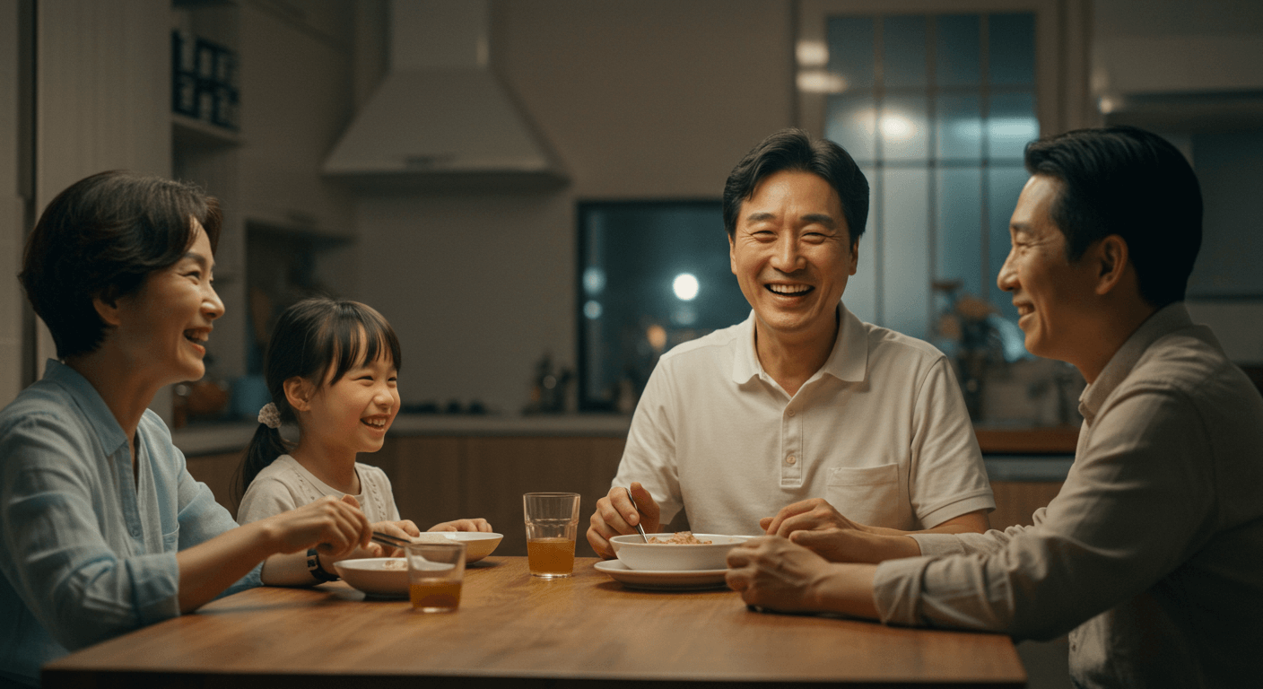 가족이 환경보건이용권 혜택을 통해 건강한 미래를 다짐하는 장면 1