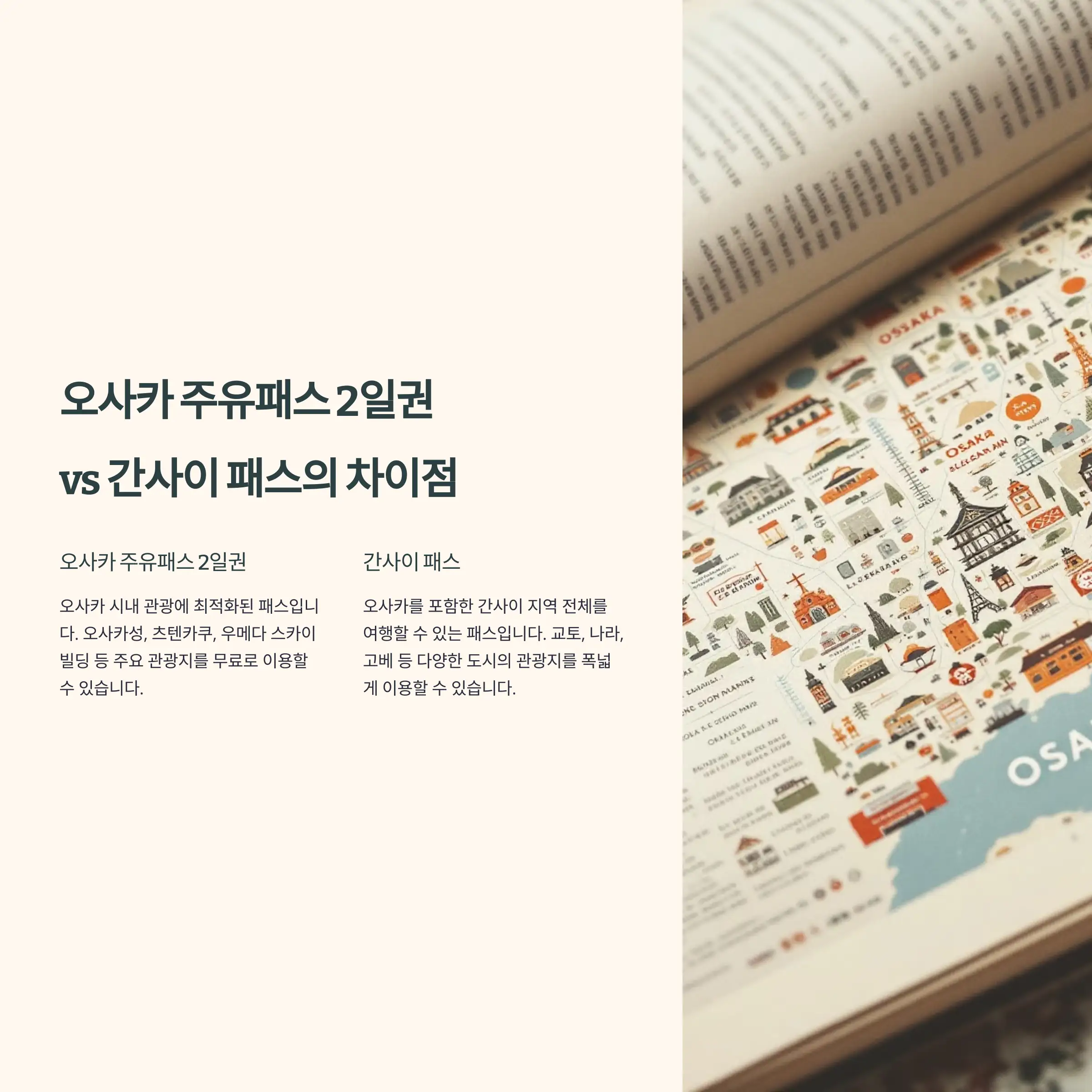 오사카 주유패스 2일권 vs 간사이 패스의 차이점 유의사항
