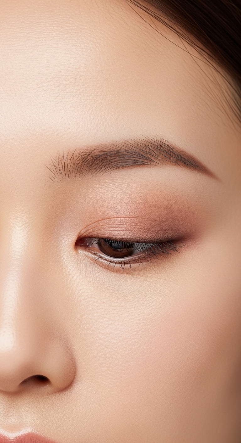 펄이 없는 무광 음영 섀도우로 눈가에 가볍게 터치하는 모습