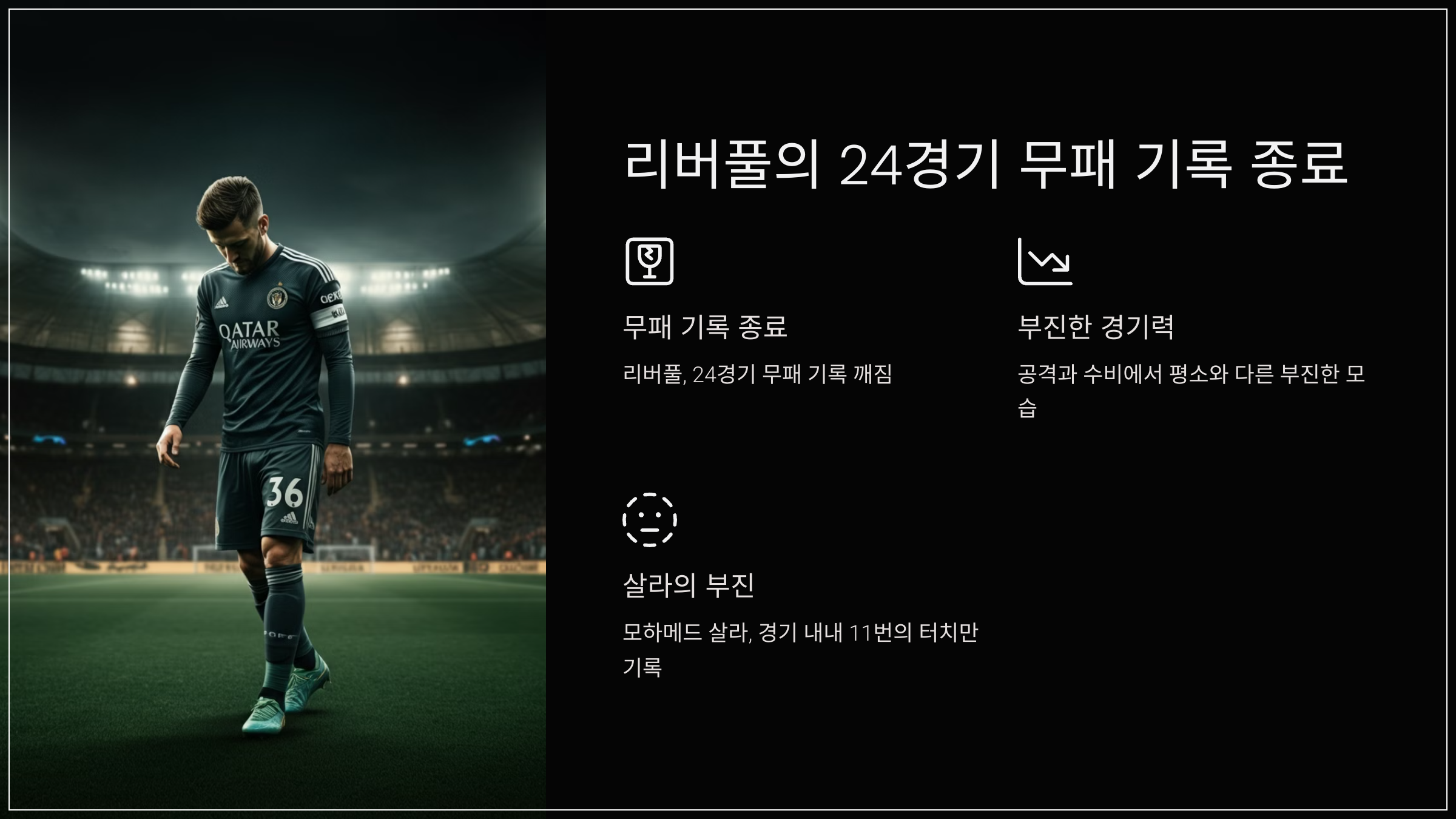 리버풀의 24경기 무패 기록 종료
