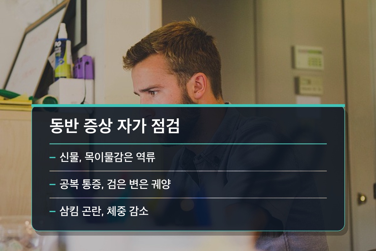 야식 후 속쓰림 동반 증상으로 원인을 갈라보는 자가 점검표