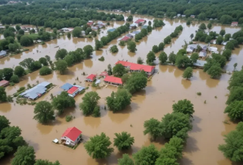 나무-사이-여러-집-물-잠김