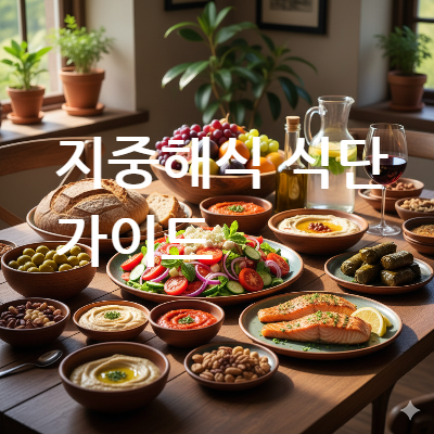 지중해식 식단이 차려진 식탁