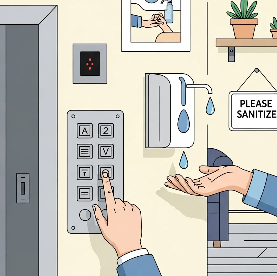 공동시설 손 소독 행동