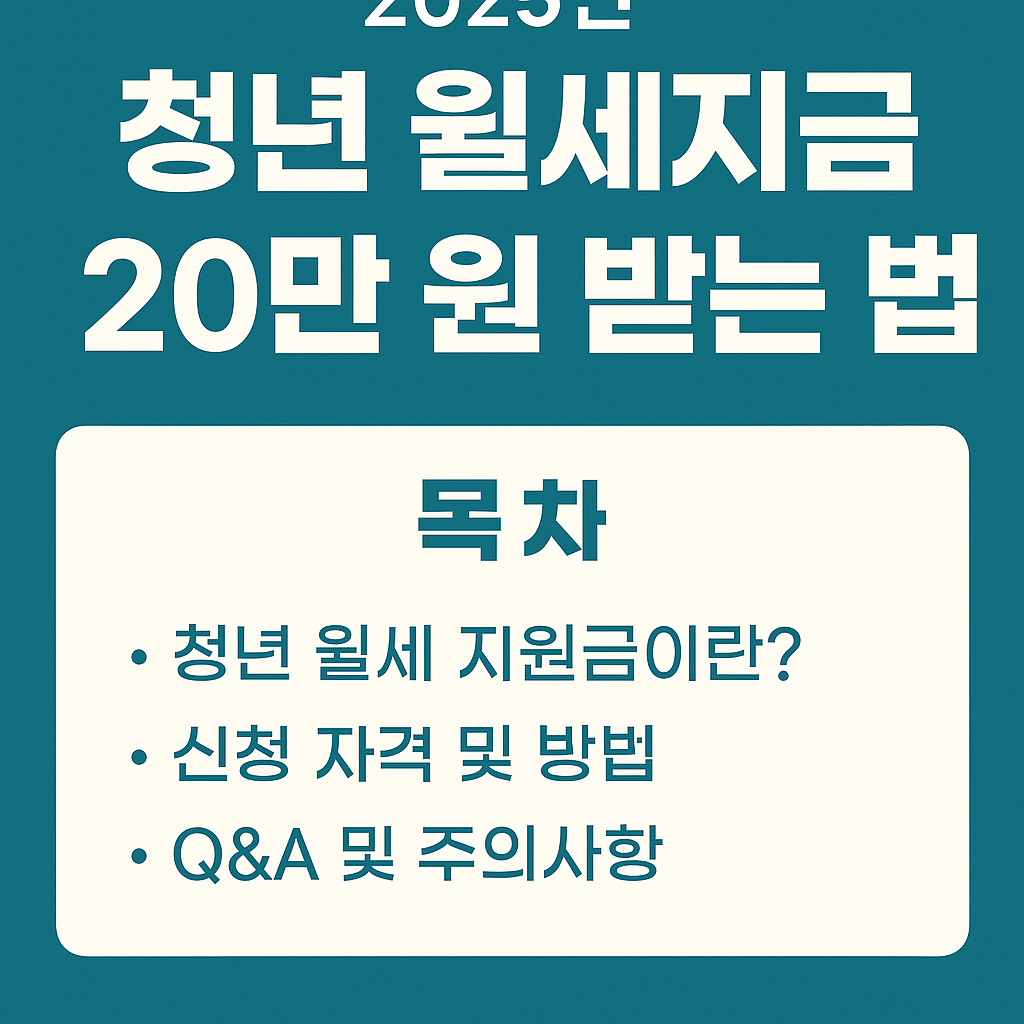 2025 청년 월세지원금 20만 원 받는 법