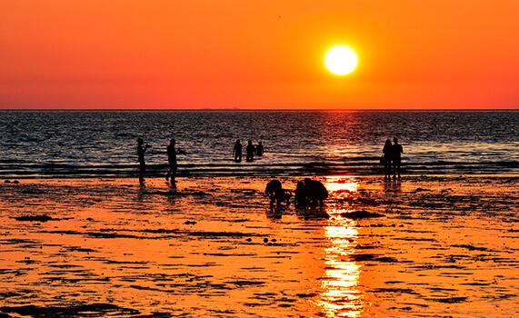 낙시하는 모습과 밤이 오는 모습