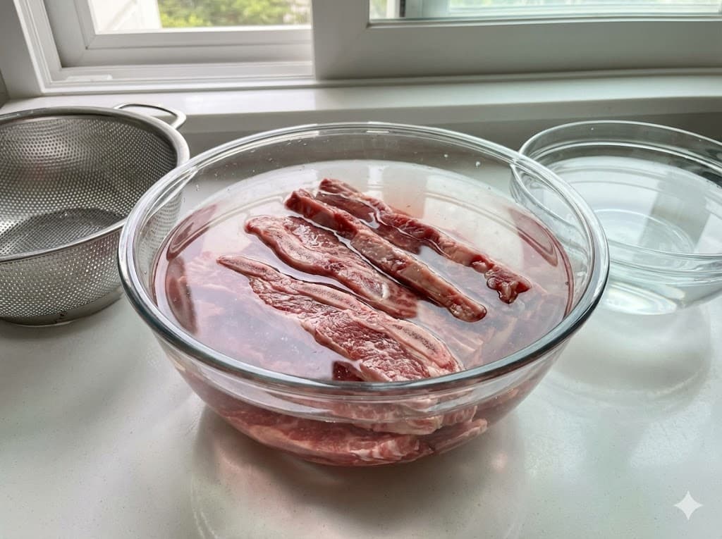 재료 준비 및 핏물 빼기