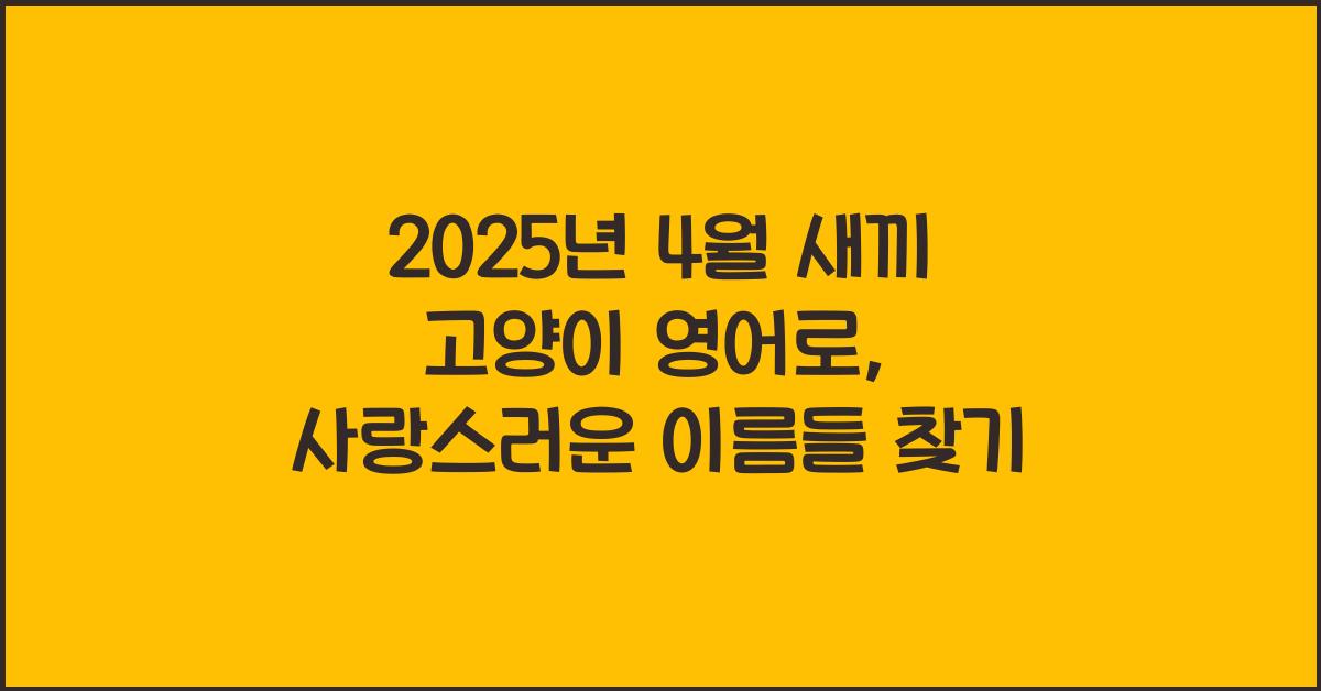 2025년 4월 새끼 고양이 영어로