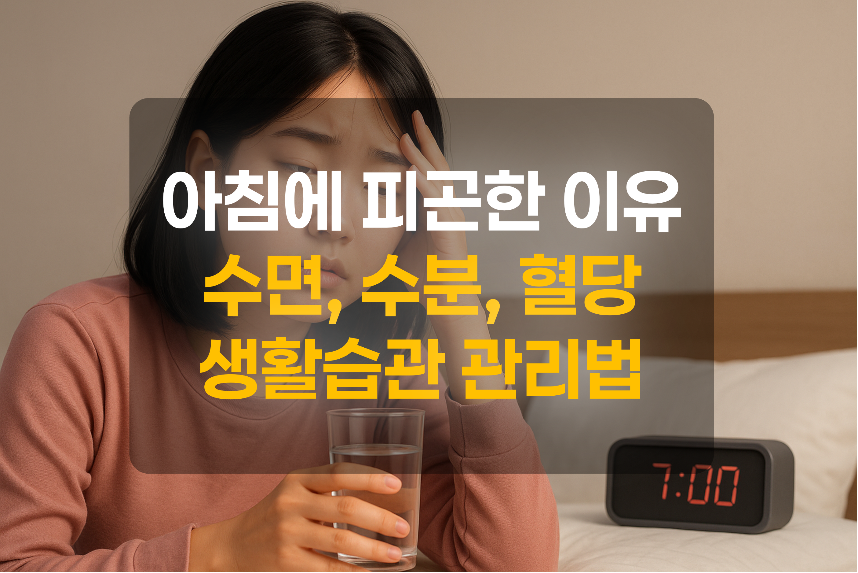 아침에 피곤한 여성을 표현한 그림