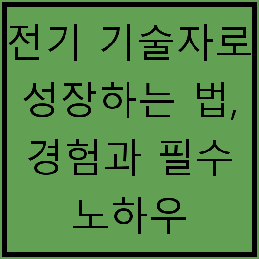 전기 기술자로 성장하는 법, 경험과 필수 노하우