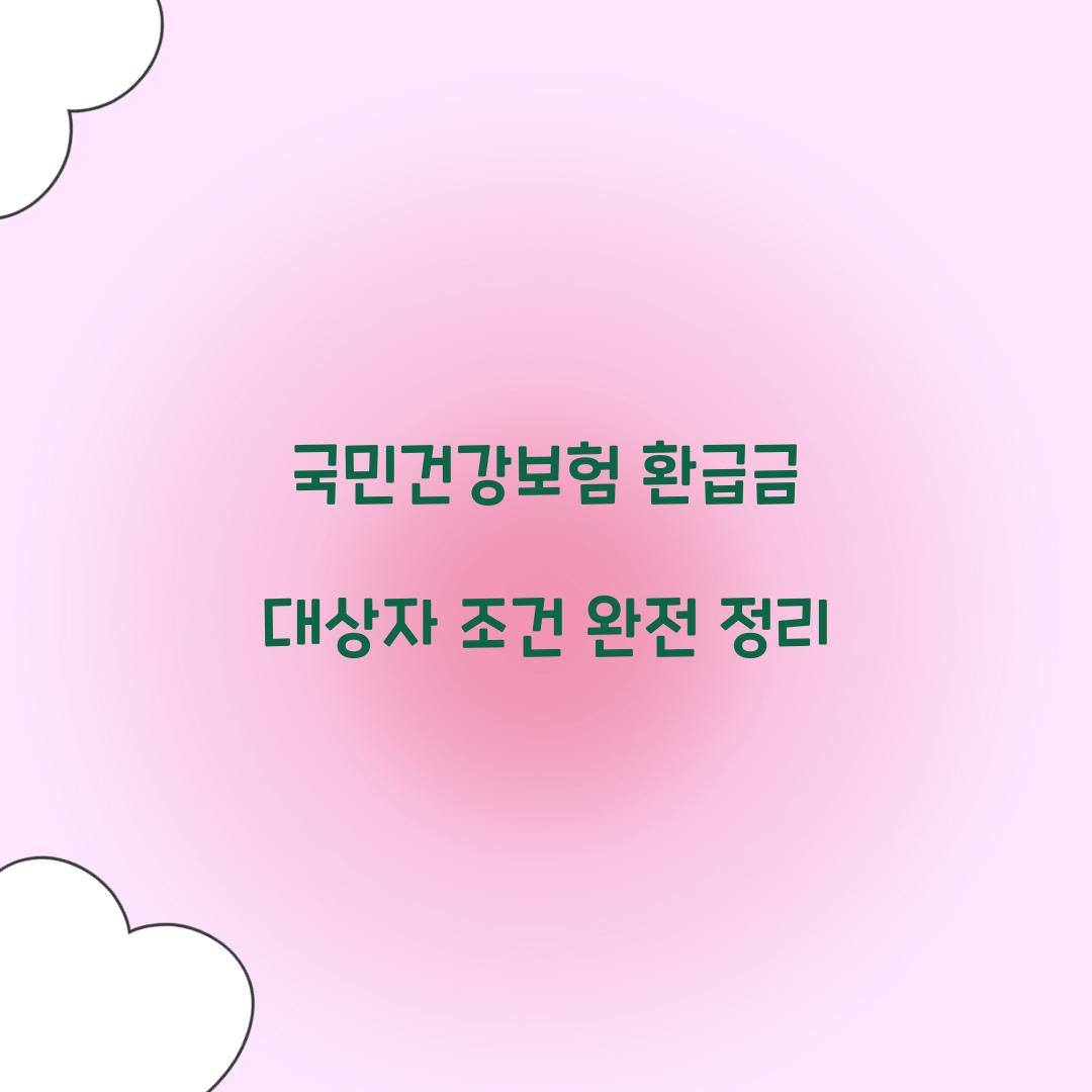 국민건강보험 환급금 대상자 조건