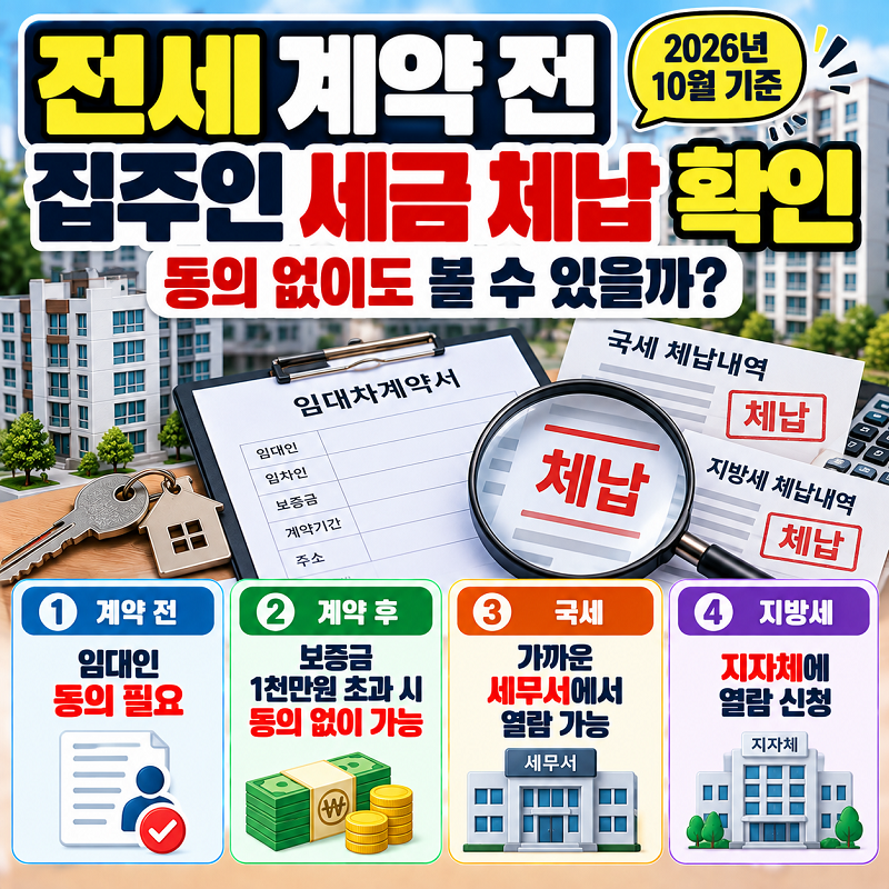 전세 계약 전 집주인 국세 지방세 체납 열람 방법