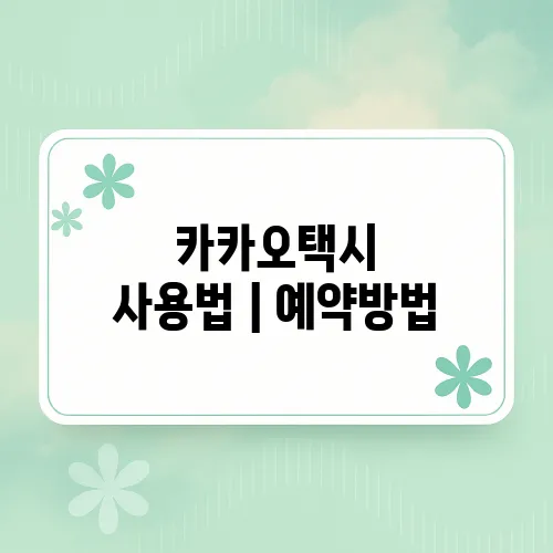 카카오택시 사용법|예약방법