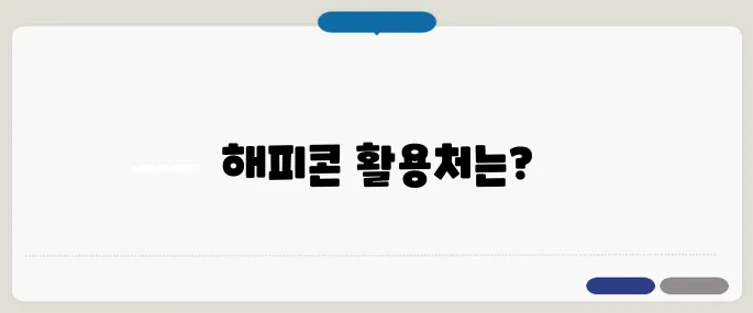 해피콘 사용처 정리 어디에서 바로 쓸 수 있을까?