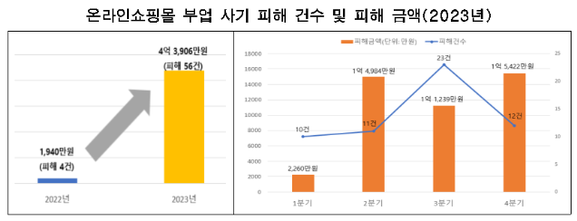 온라인 쇼핑몰 부업 사기 현황 그래프 이미지