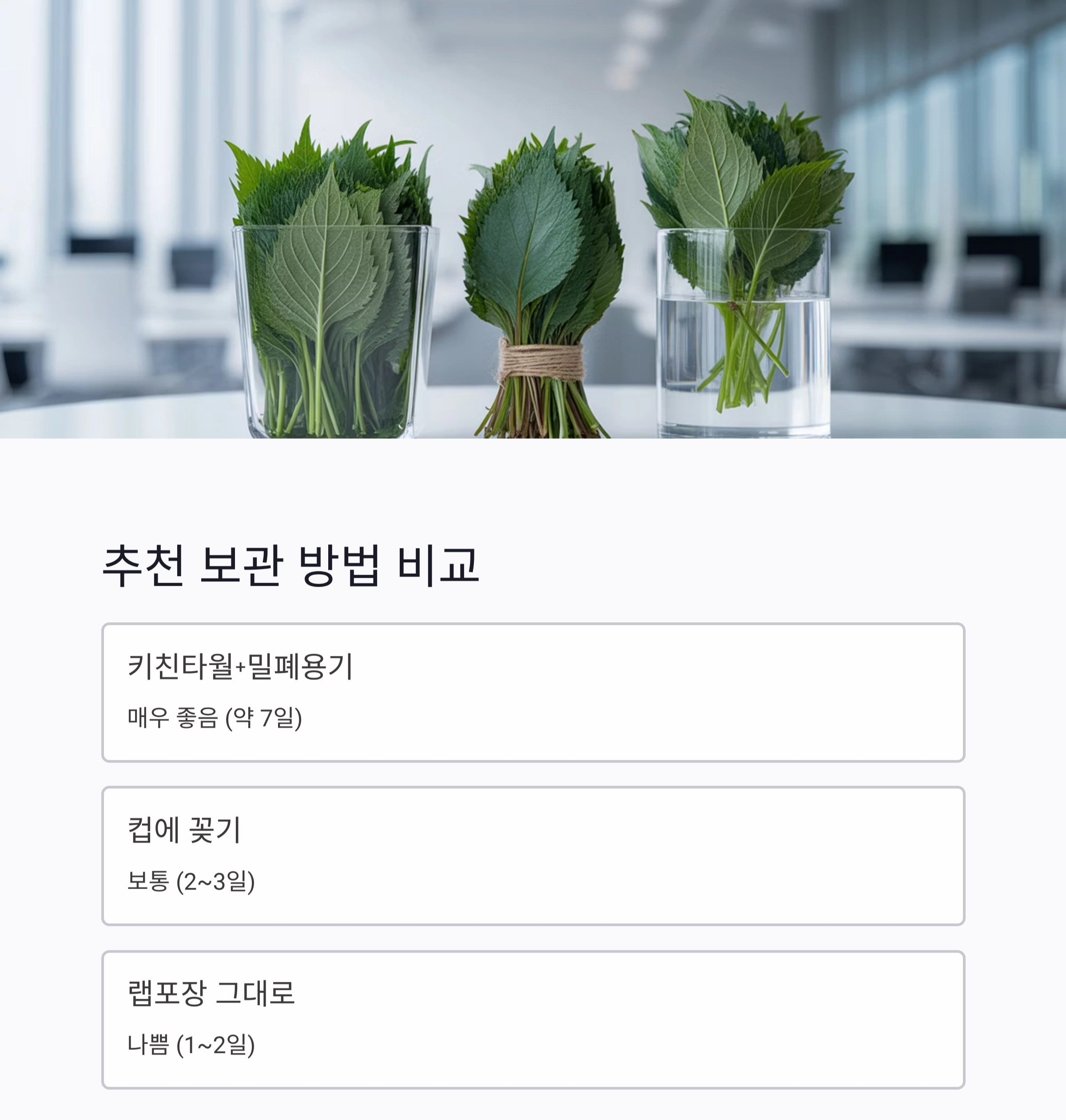 깻잎을 더 오래 신선하게! 수분 조절 보관법 꿀팁