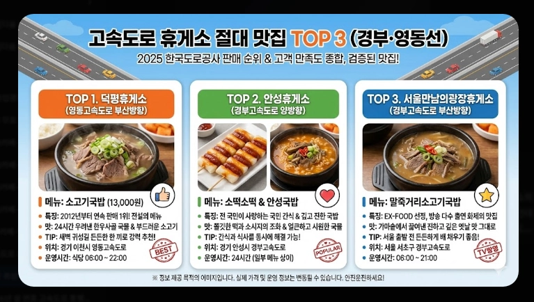 2026 설날 귀성길 휴게소 맛집 BEST 10