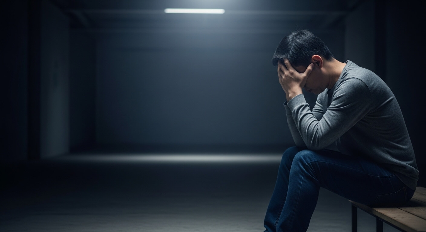 스트레스로 머리를 감싸 쥔 남성