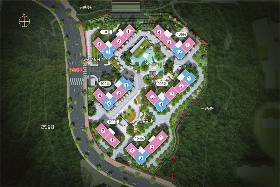 e편한세상-죽전-프리미어포레-단지배치도