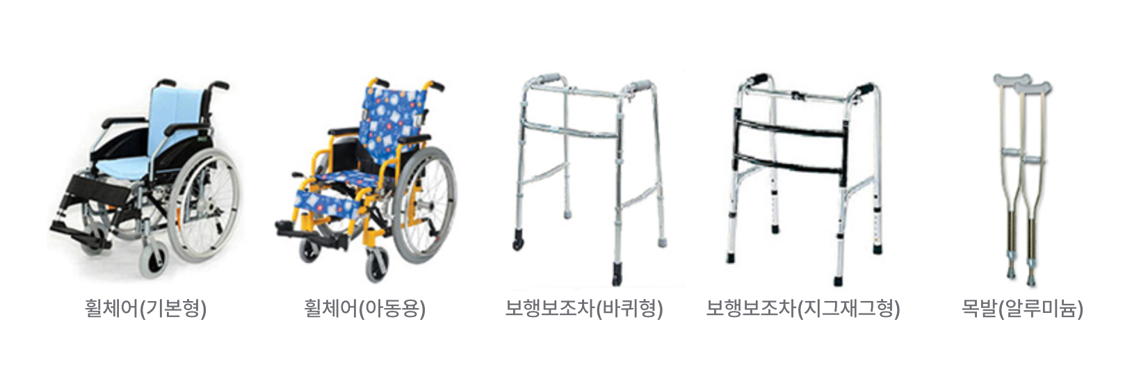 건강보험공단 &lt;대여 가능 보조기 종류&gt;