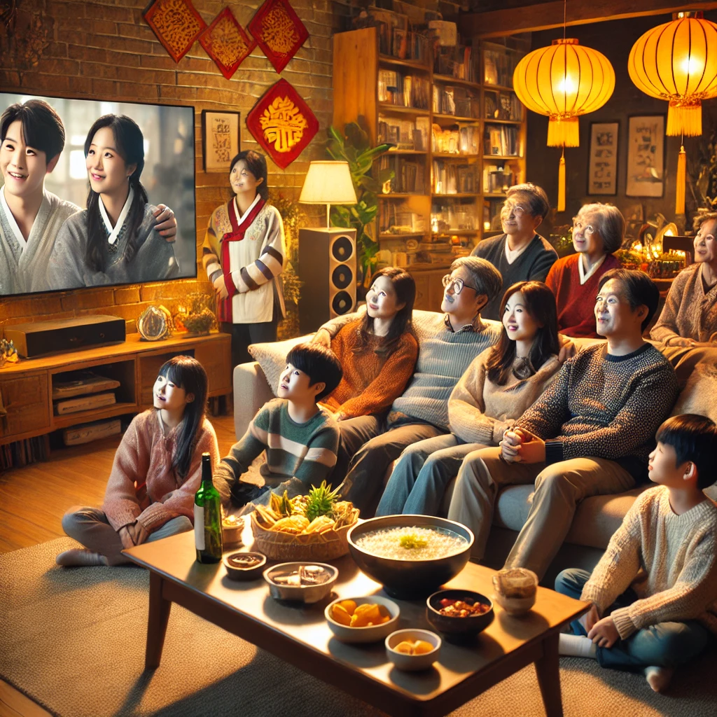 설날 가족들과 함께 영화 시청