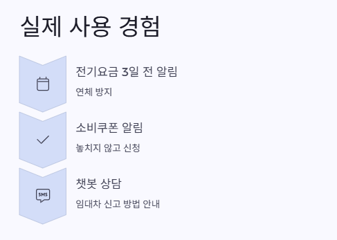 실제 국민비서 알림 수신 화면 &ndash; 전기요금과 쿠폰 알림