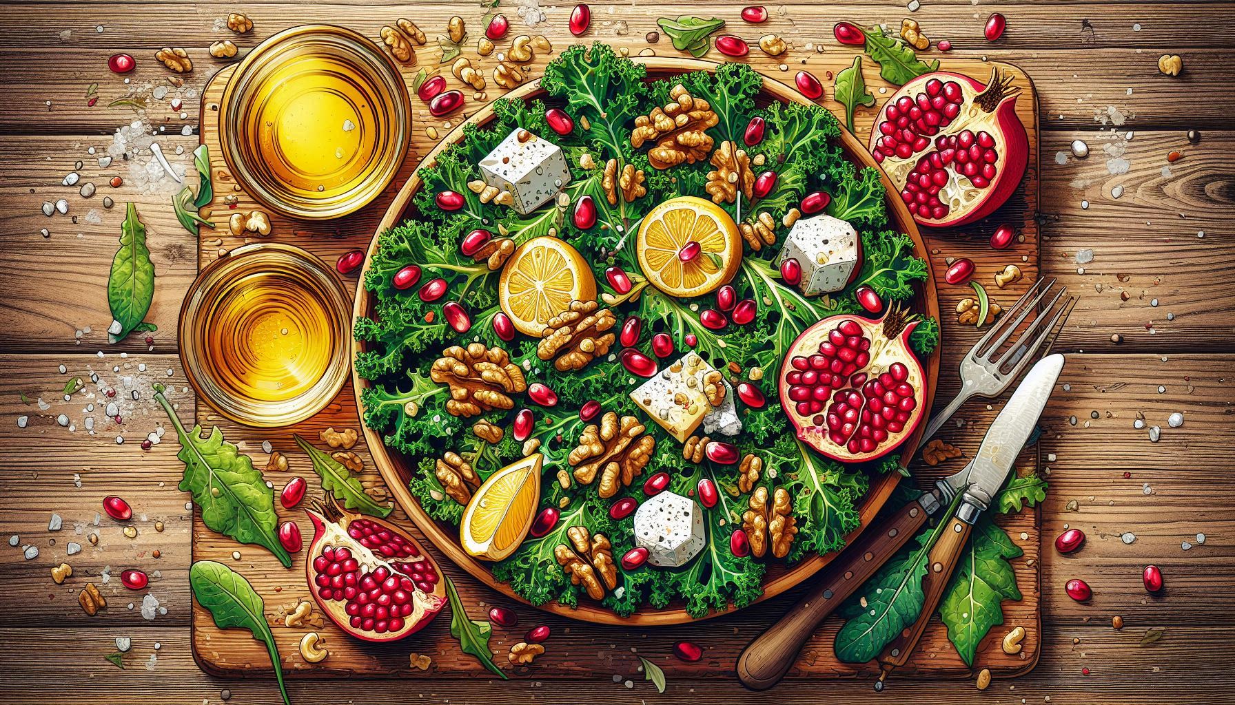 케일 석류 호두 샐러드