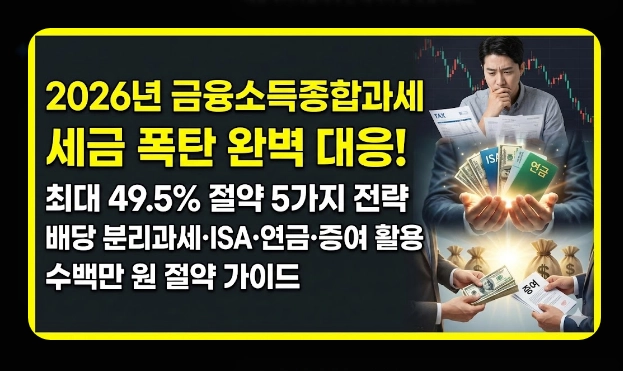 금융소득종합과세 피하는 법 [2026년 최신] ISA&middot;연금계좌&middot;가족증여 절세 전략