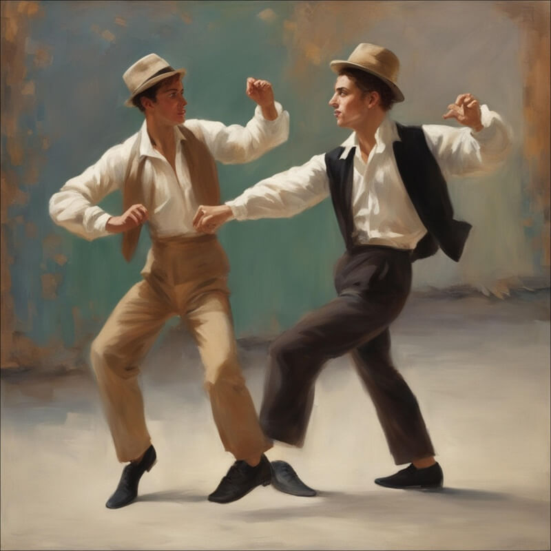 춤을 추고 있는 두 남자 그림