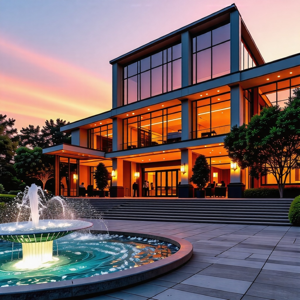 호텔-분수-불이켜져있음