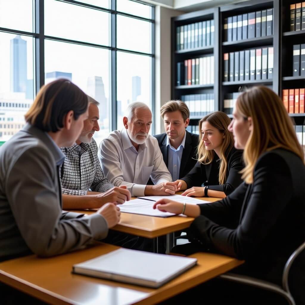 법률 상담 중인 가족 - 상속 관련 상담을 받는 모습.