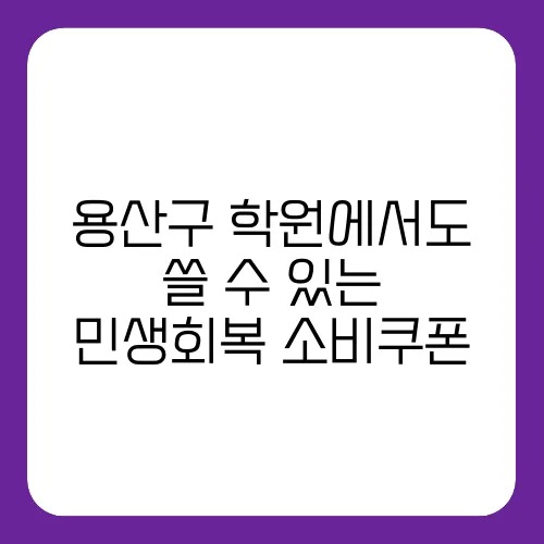 용산구 학원에서도 쓸 수 있는 민생회복 소비쿠폰