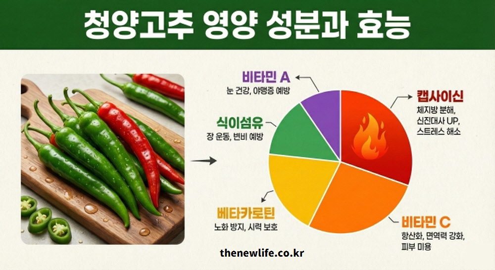 비타민과 무기질 등 필수 영양소가 알차게 들어있는 영양 캡슐 청양고추의 주요 영양 성분과 역할 및 효능