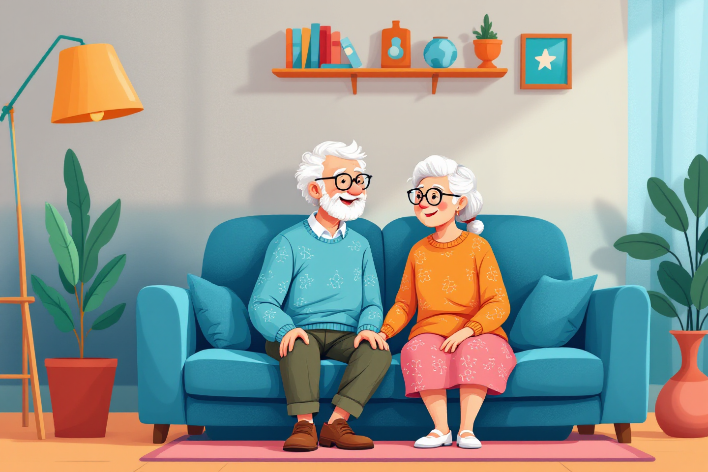 혜택받고 행복해하는 기초연금 수급조건 대상자 노부부