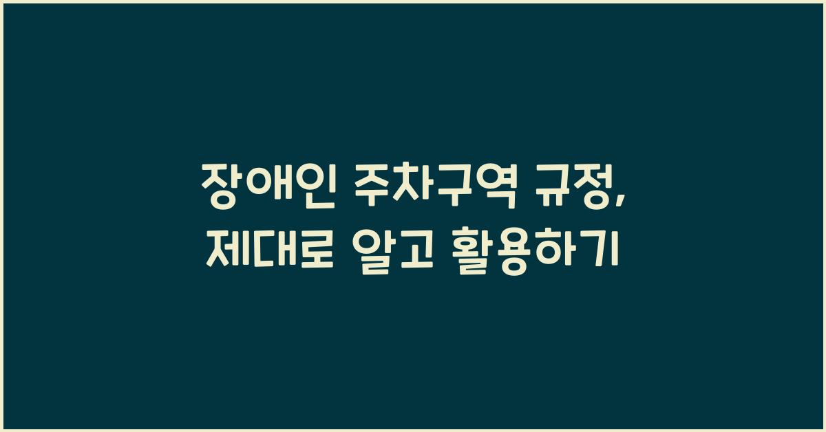 장애인 주차구역 규정