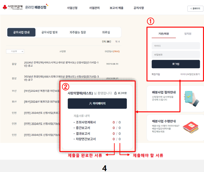 사랑의 열매 온라인 배분신청 사이트