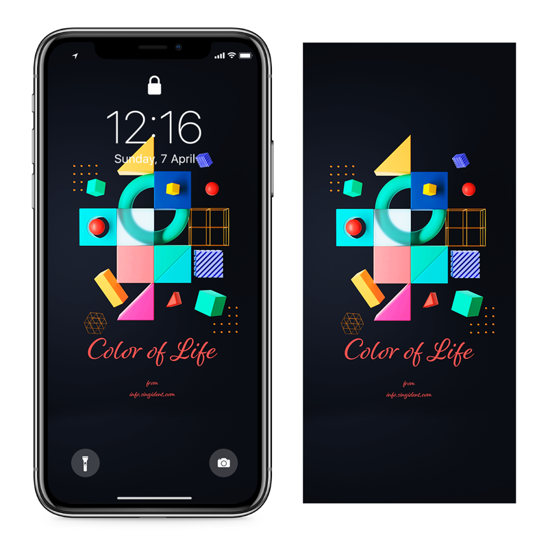 10 3D 도형 검정배경 C - Color of Life 컬러배경화면