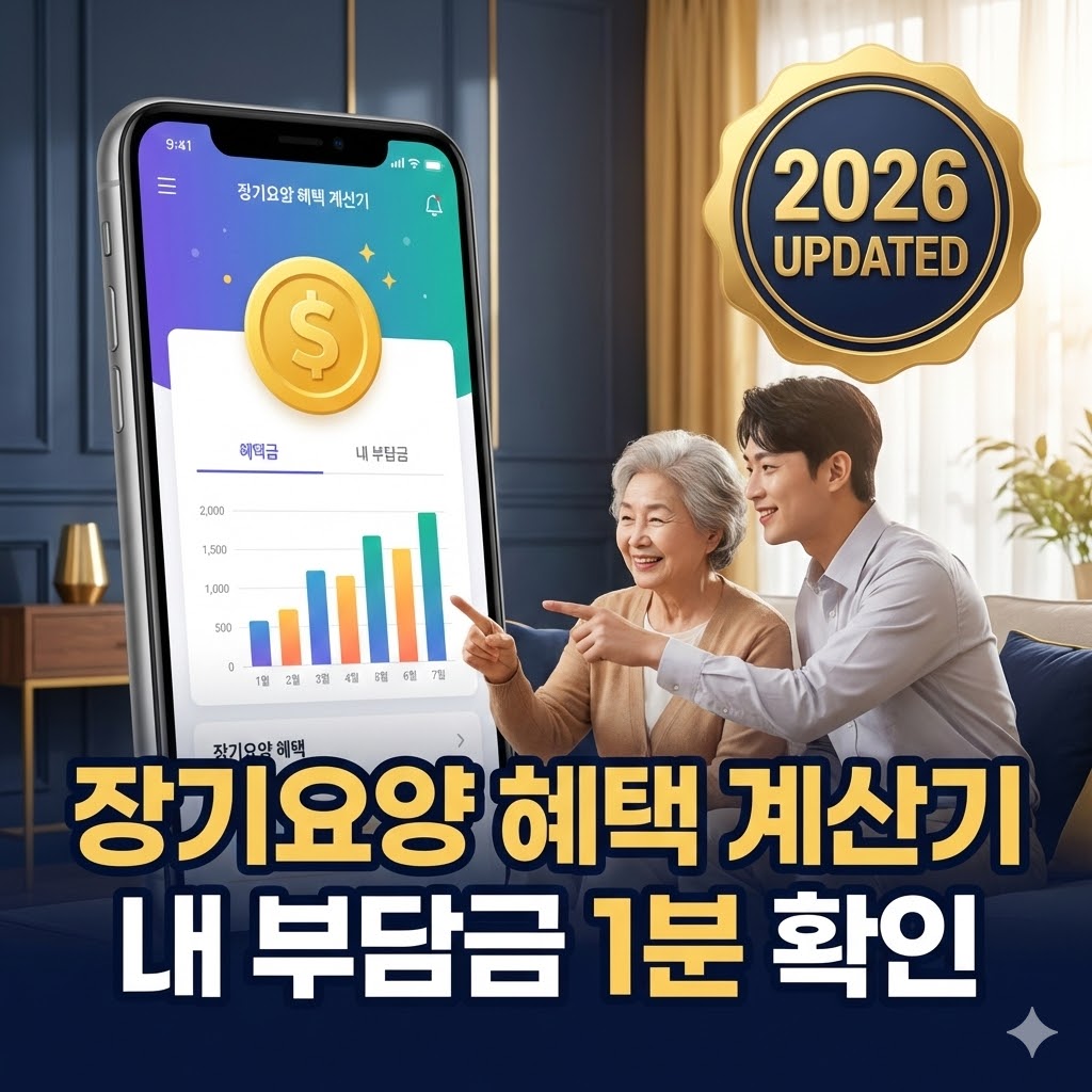 2026년 노인장기요양보험 등급별 월 한도액과 본인부담금(15%, 9%, 6%, 0%)을 실시간으로 계산하는 방법 안내 이미지