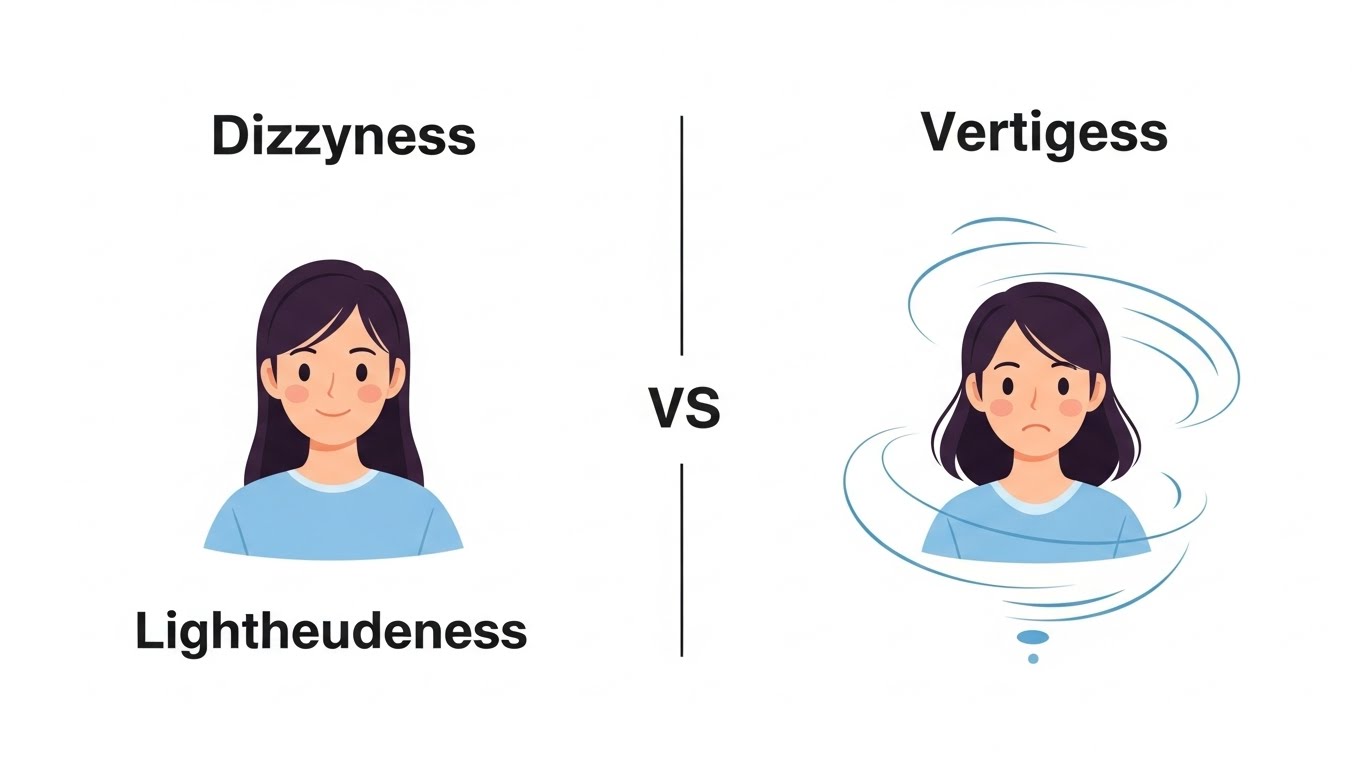 Visual comparison of dizziness and vertigo symptoms
