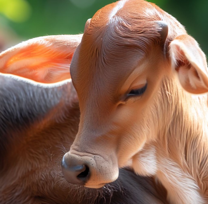 갓 태어난 송아지(made by Bing)