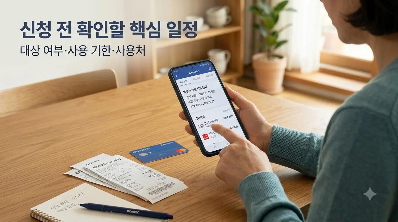 소비쿠폰 신청 전 일정과 사용처를 확인하는 장면