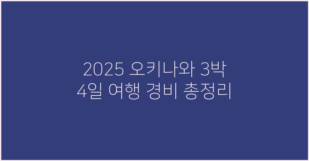 2025 오키나와 3박 4일 여행 경비